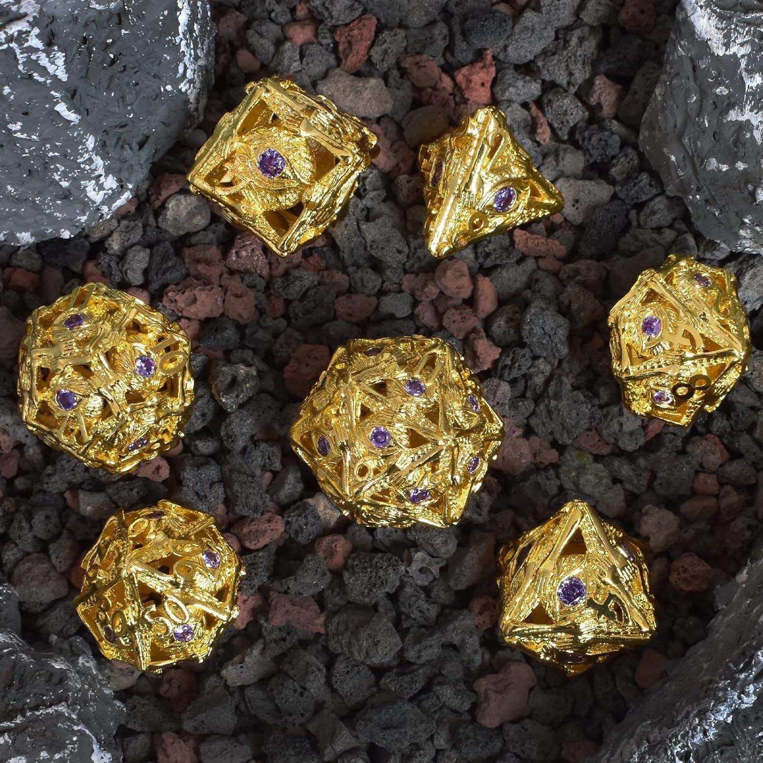 Golden & Purple Gemstone Dice Set - RULE DICE