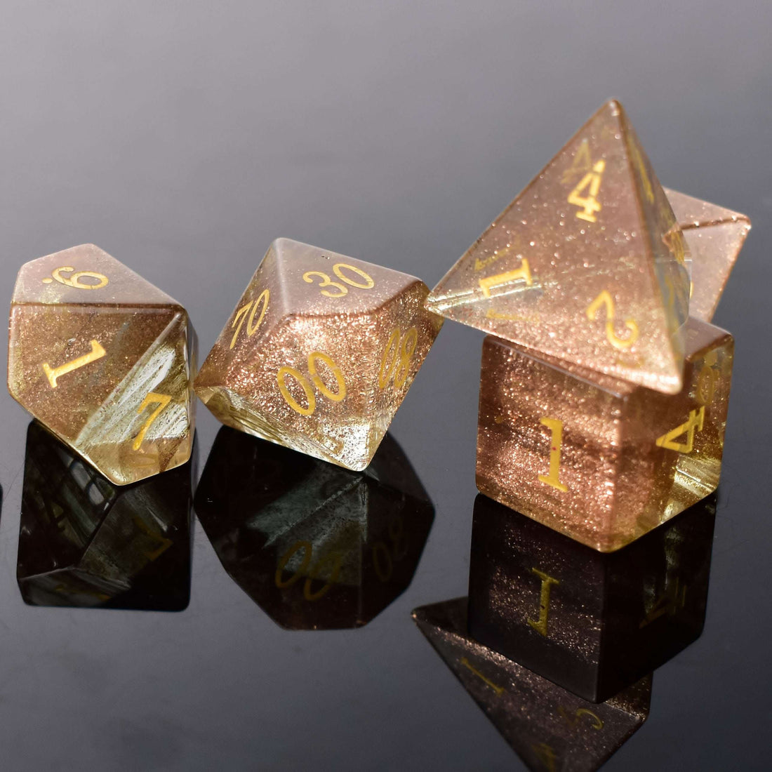 Golden Vein Crystal Dice Set - RULE DICE
