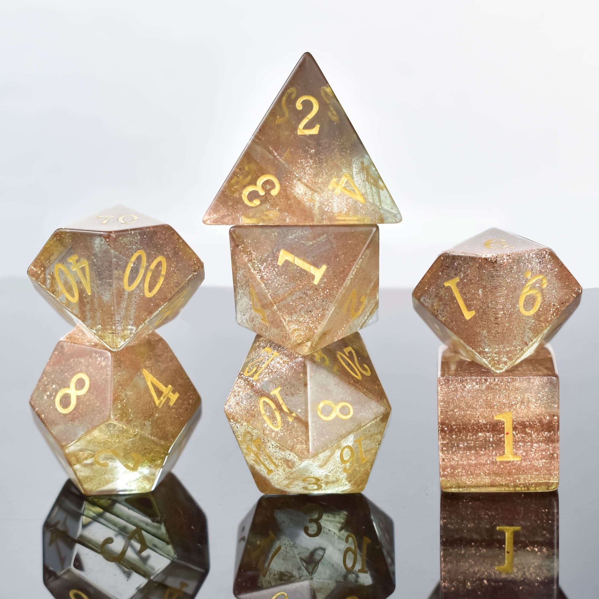 Golden Vein Crystal Dice Set - RULE DICE