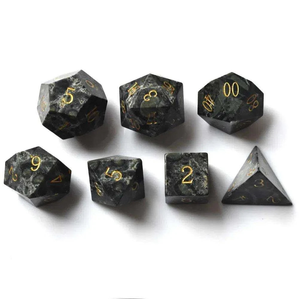 Green Eye Stone Gemstone Dice Set - RULE DICE