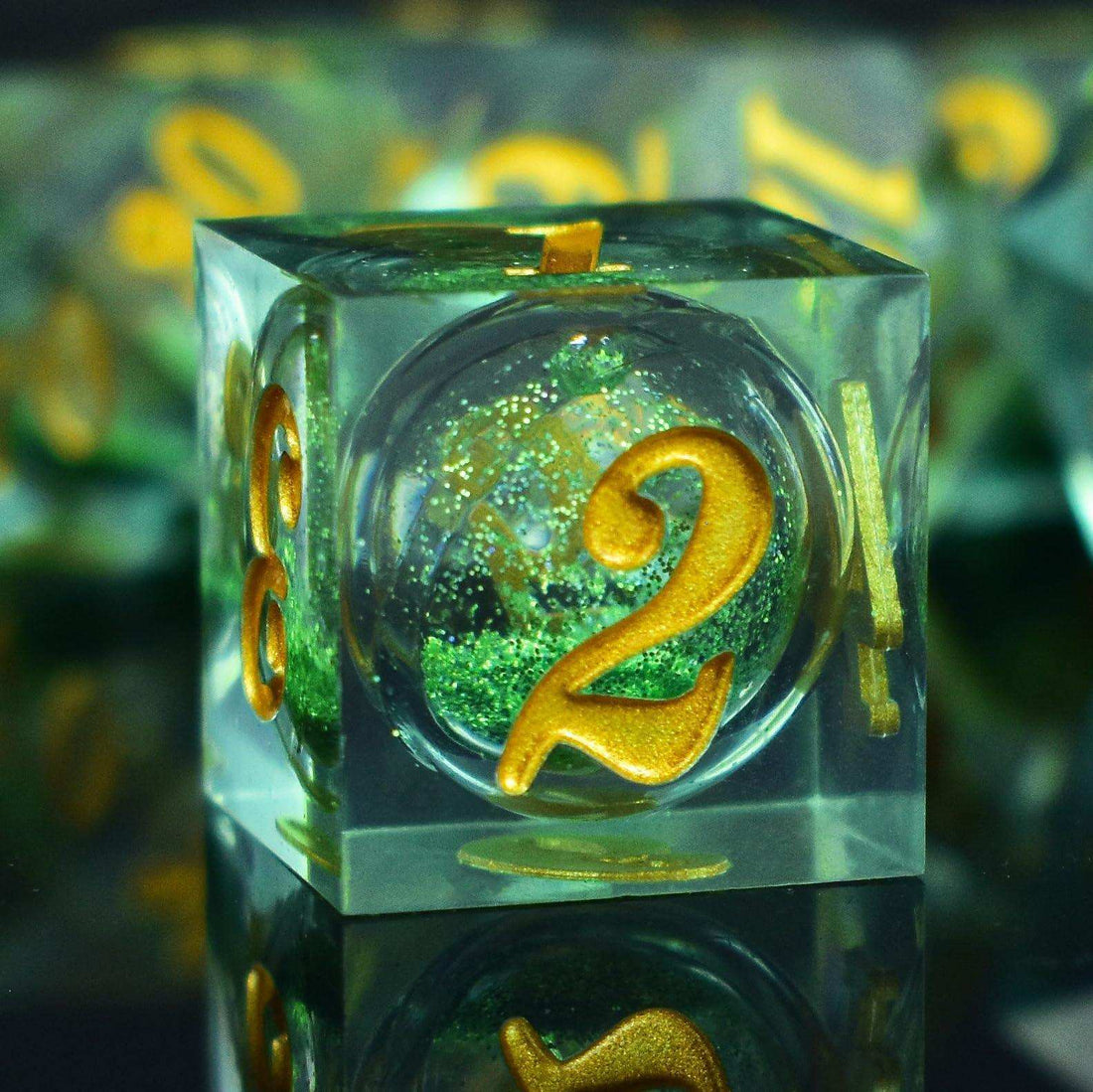 Green Liquid Core Resin Dice Set - RULE DICE
