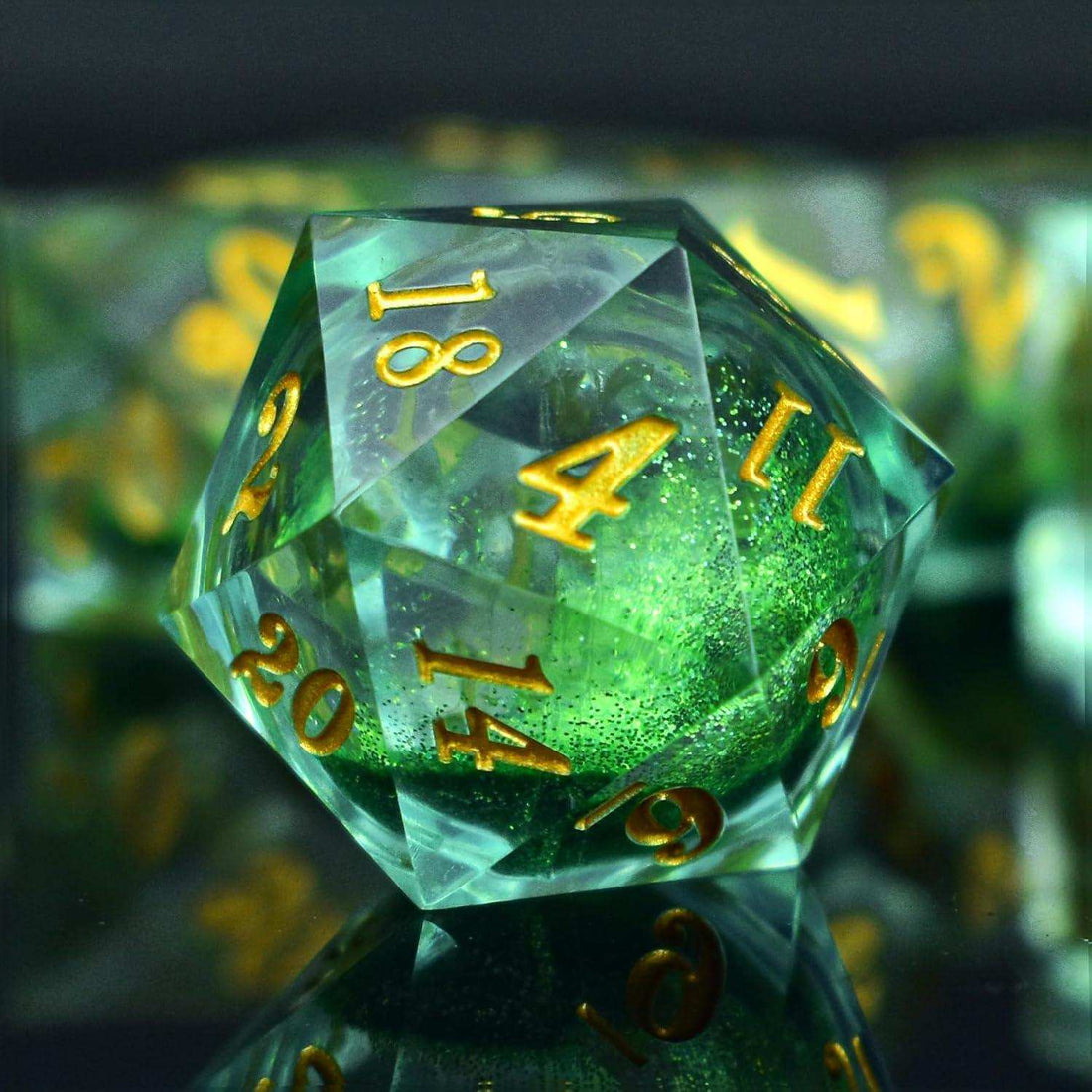 Green Liquid Core Resin Dice Set - RULE DICE