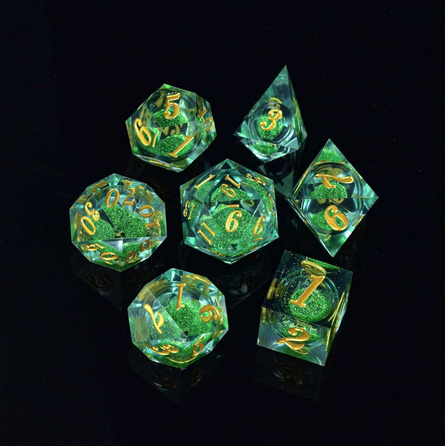 Green Liquid Core Resin Dice Set - RULE DICE