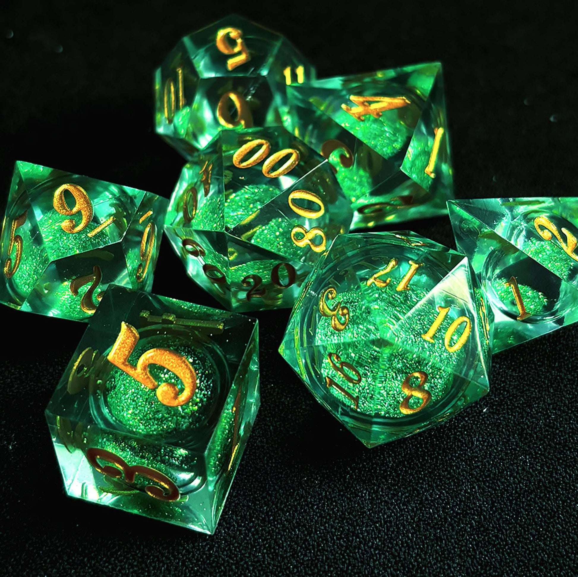 Green Liquid Core Resin Dice Set - RULE DICE