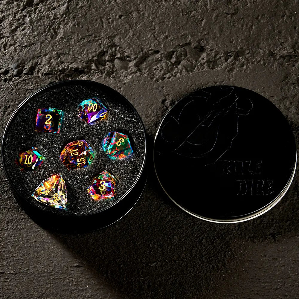 Iridescent Pristine Prism Crystal Dice Set