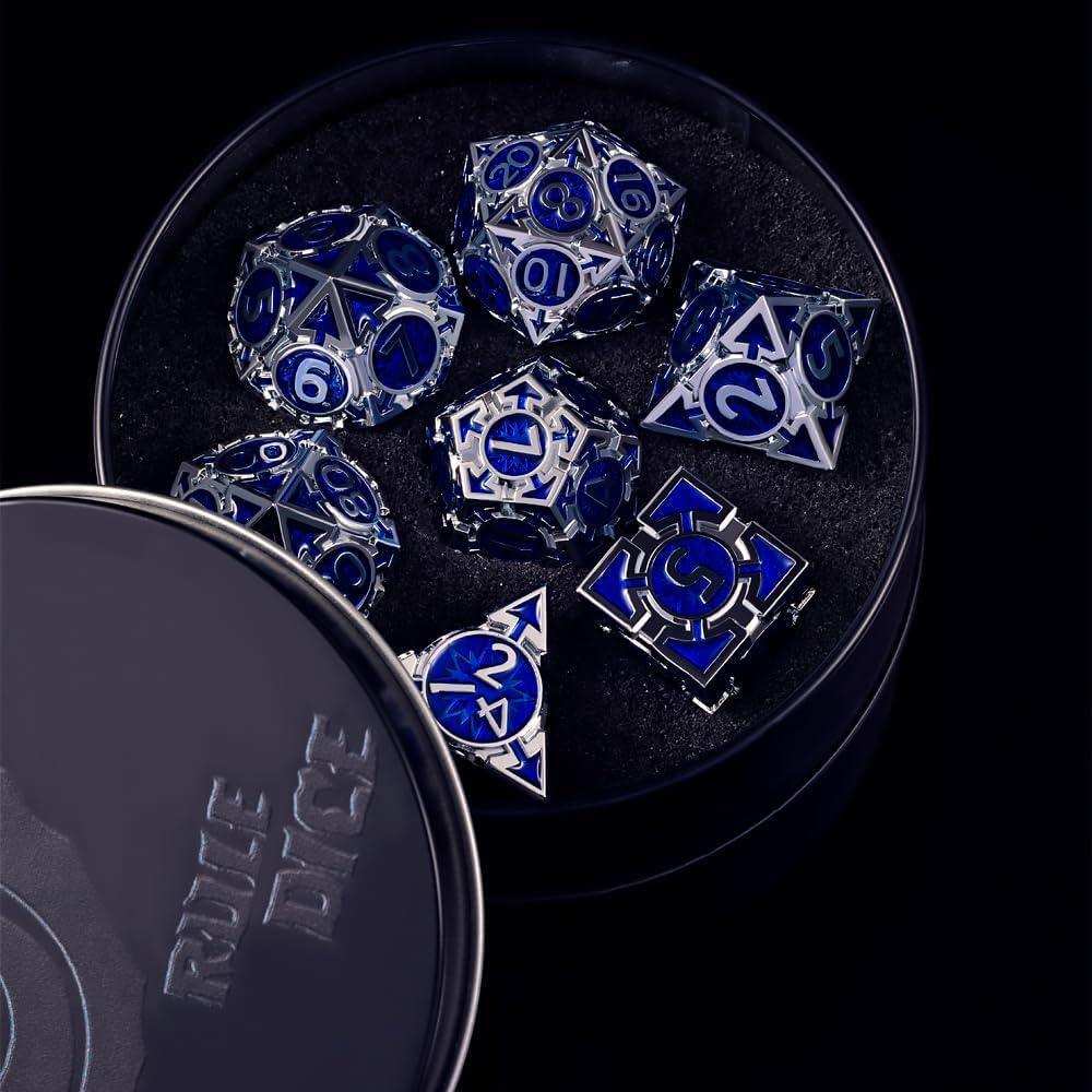 Navy Blue Weighted Metal Dice Set - RULE DICE