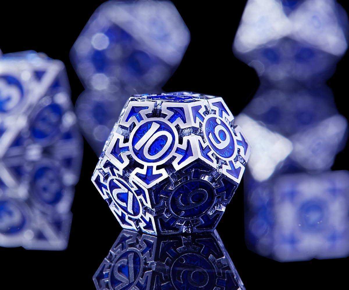 Navy Blue Weighted Metal Dice Set - RULE DICE