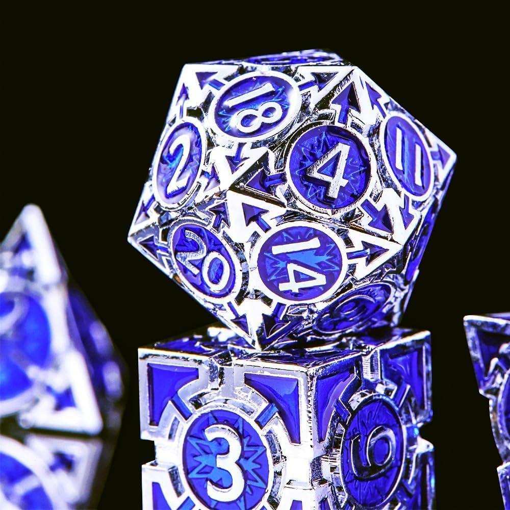 Navy Blue Weighted Metal Dice Set - RULE DICE
