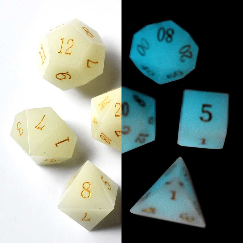 Night Luminescent Stone Dice Set - RULE DICE