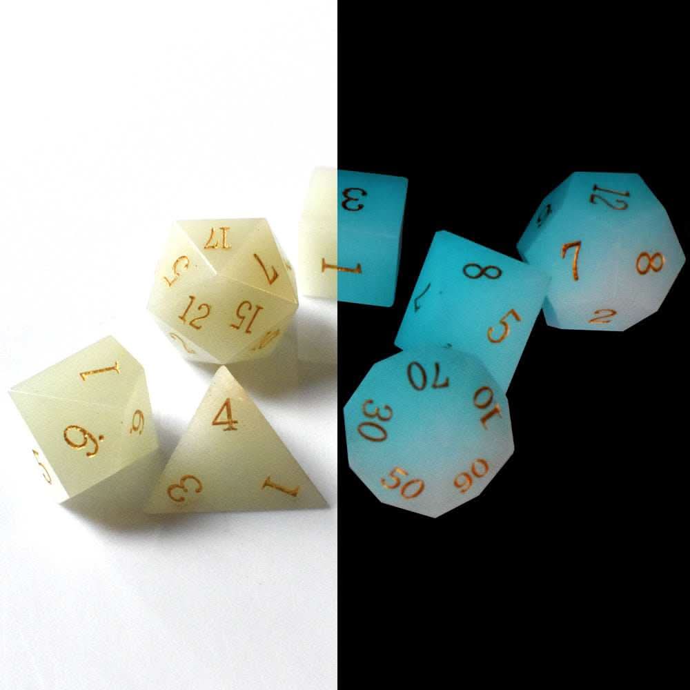 Night Luminescent Stone Dice Set - RULE DICE