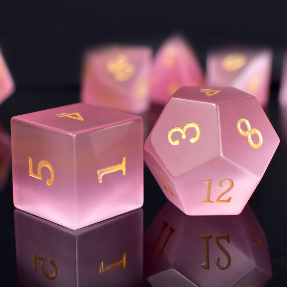 Pink Cat's Eye Dice Set - RULE DICE