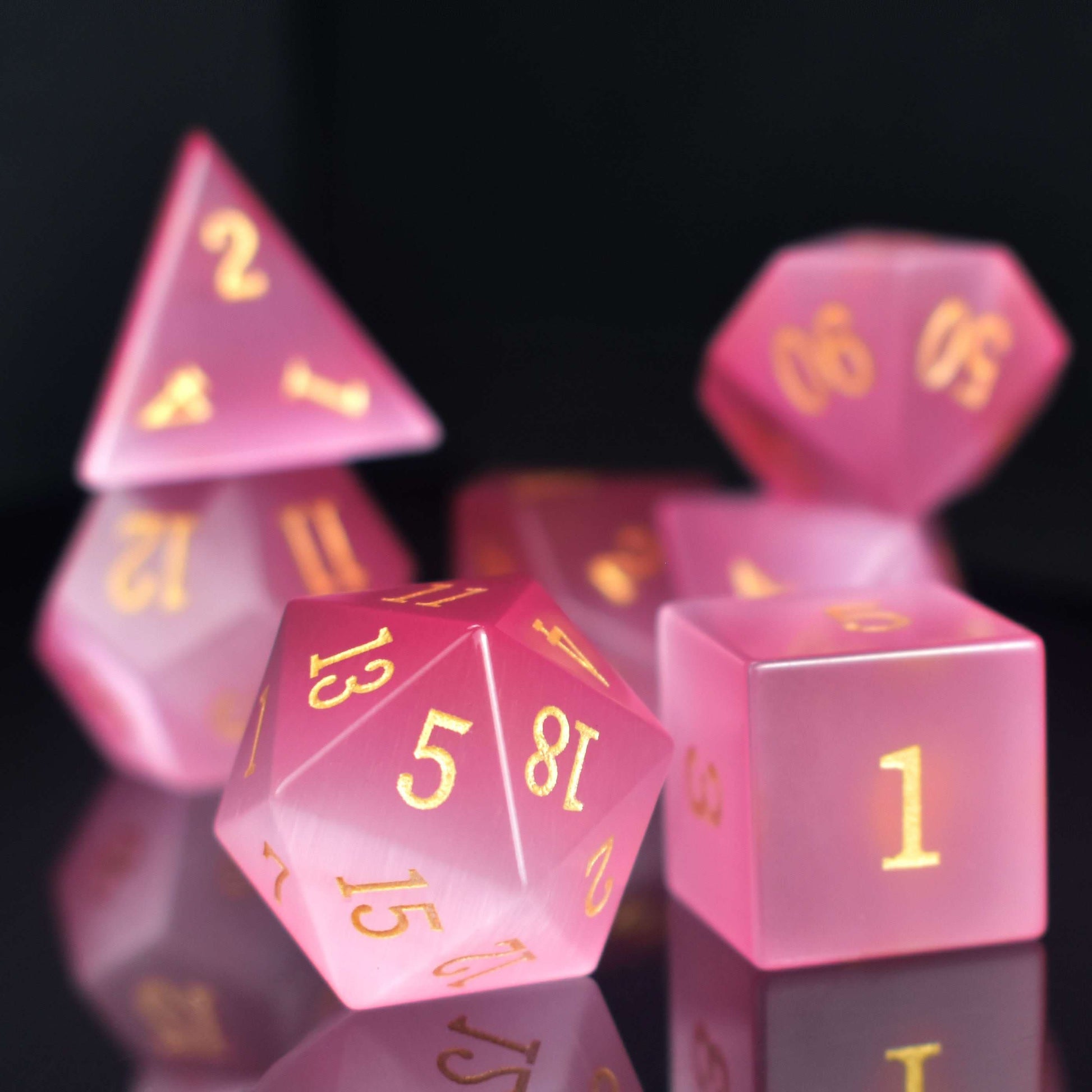Pink Cat's Eye Dice Set - RULE DICE