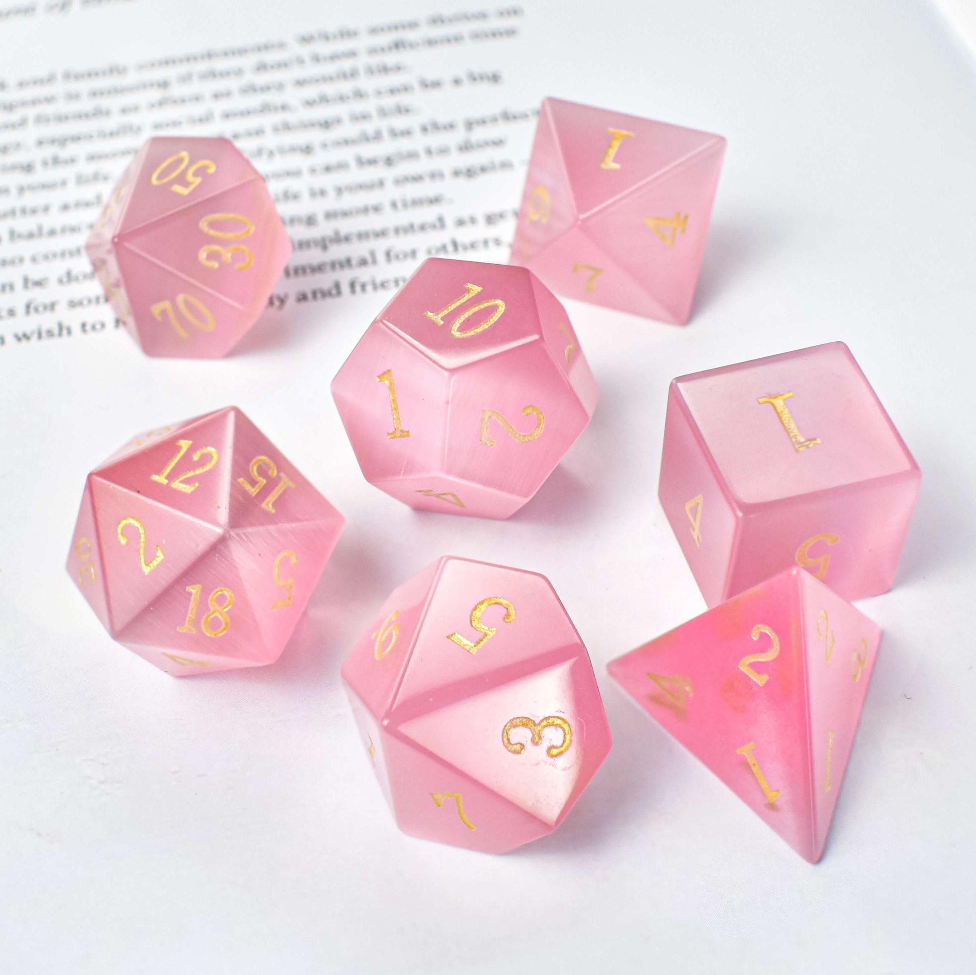 Pink Cat's Eye Dice Set - RULE DICE