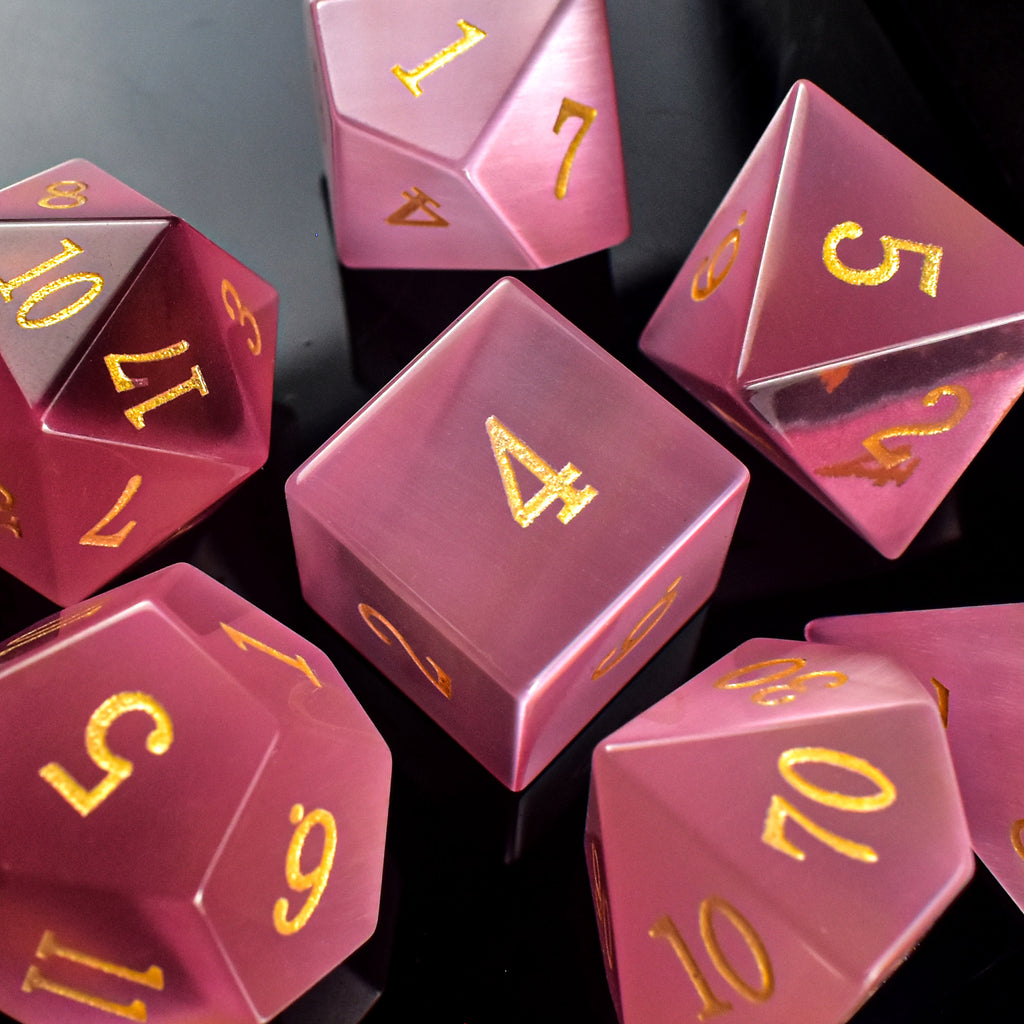 Pink Cat's Eye Dice