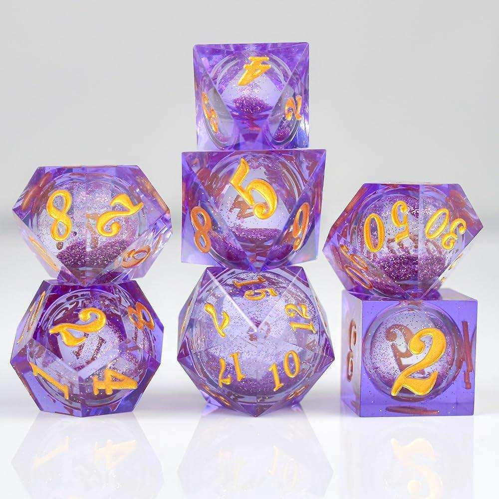 Purple Liquid Core Resin Dice Set - RULE DICE