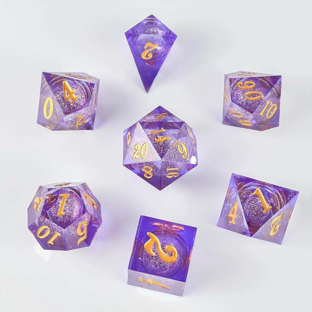 Purple Liquid Core Resin Dice Set - RULE DICE