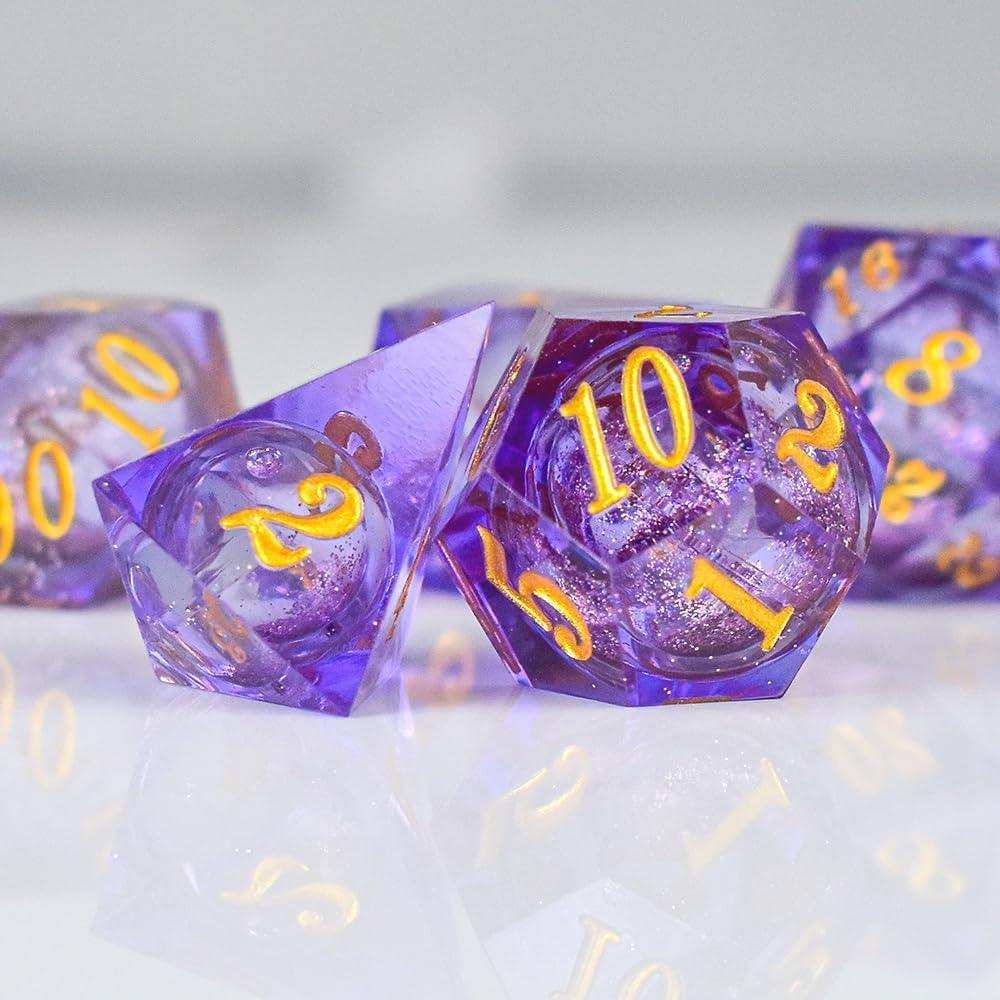 Purple Liquid Core Resin Dice Set - RULE DICE