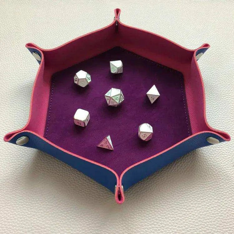 Random Color Hexagon Leather Dice Tray - RULE DICE