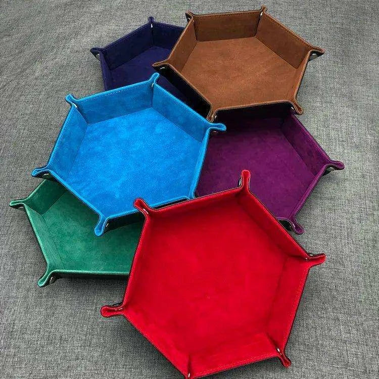 Random Color Hexagon Leather Dice Tray - RULE DICE