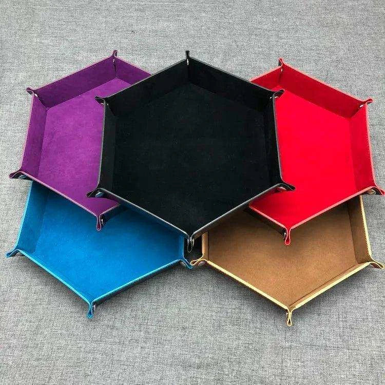 Random Color Hexagon Leather Dice Tray - RULE DICE