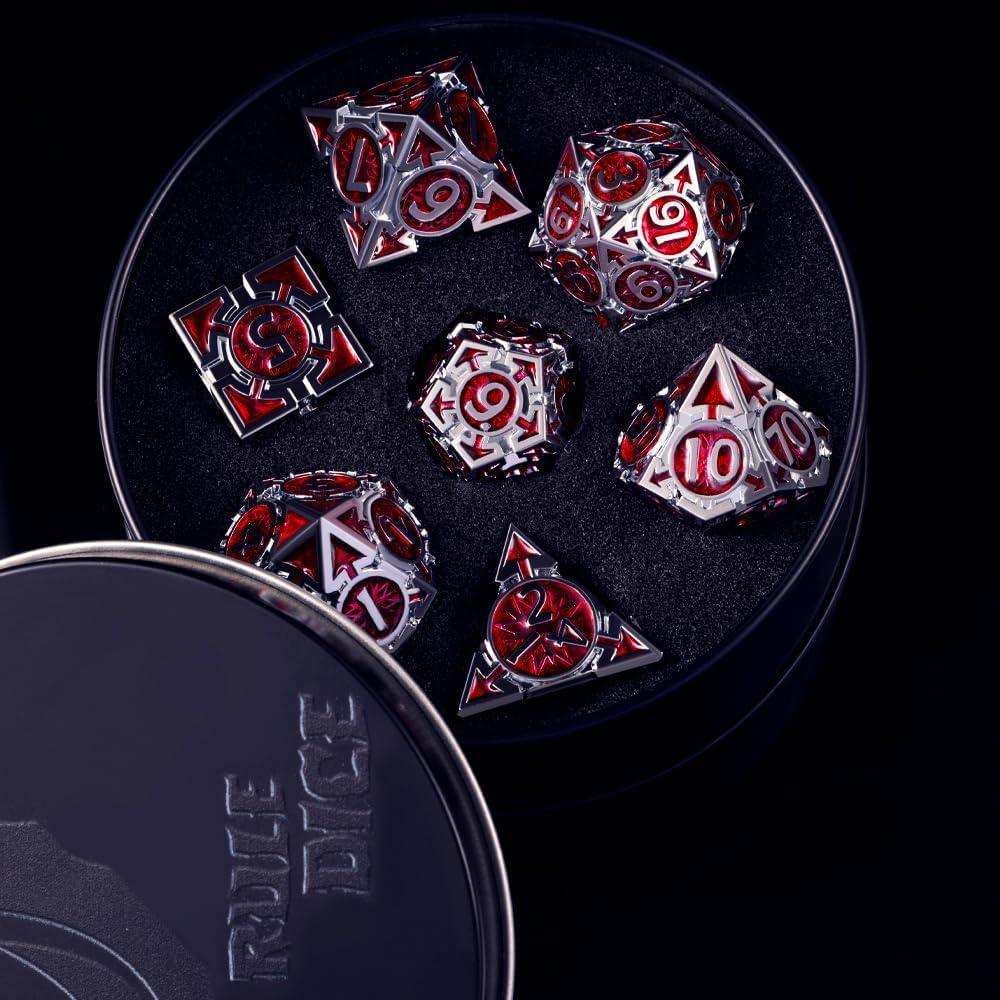 Red Weighted Metal Dice Set - RULE DICE