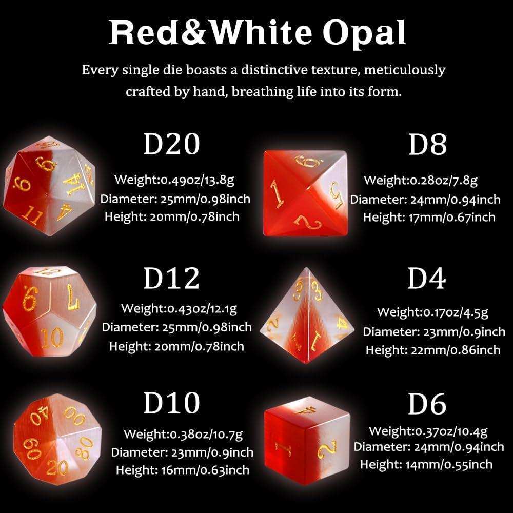 Red&White Cat's Eye Dice Set - RULE DICE