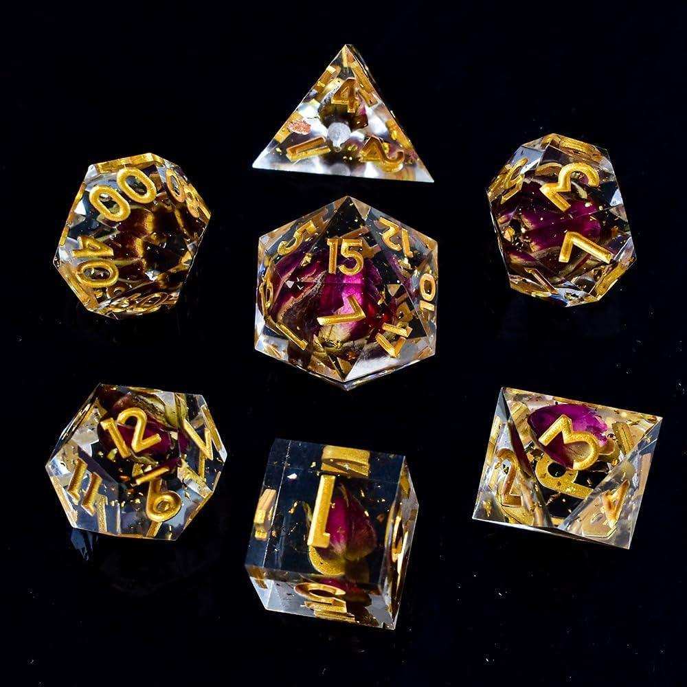 Rose Flower Resin Dice Set - RULE DICE