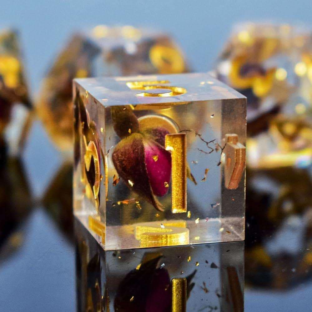 Rose Flower Resin Dice Set - RULE DICE