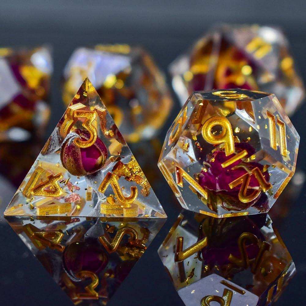 Rose Flower Resin Dice Set - RULE DICE