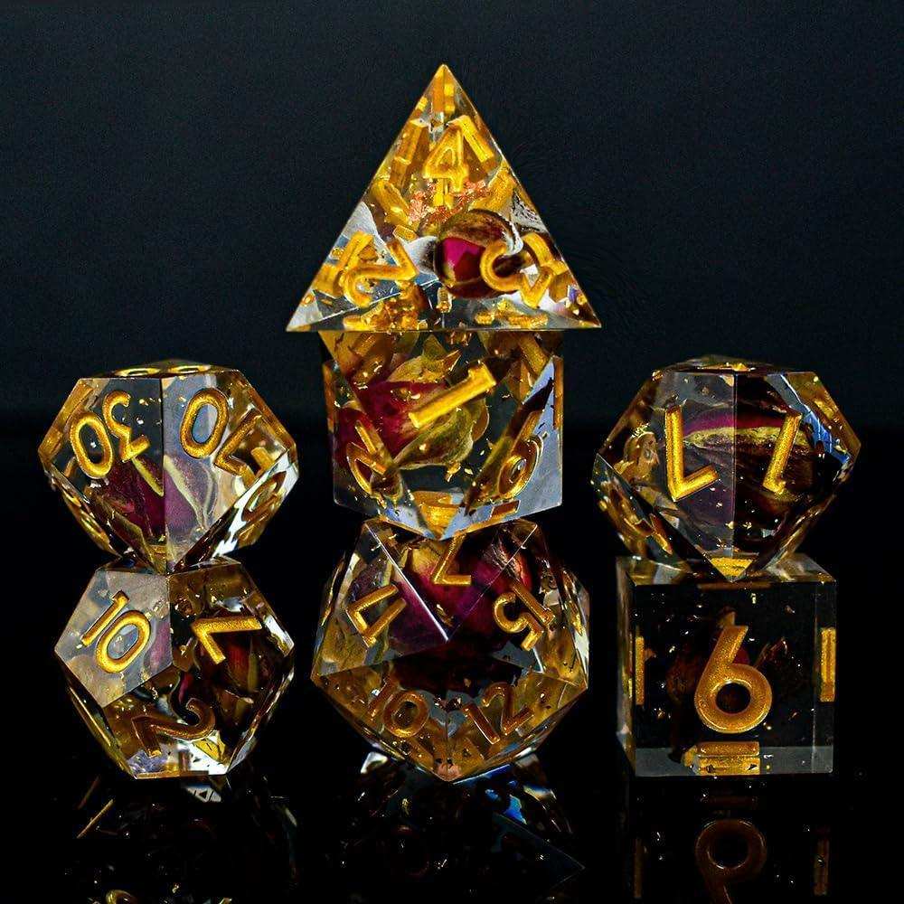Rose Flower Resin Dice Set - RULE DICE