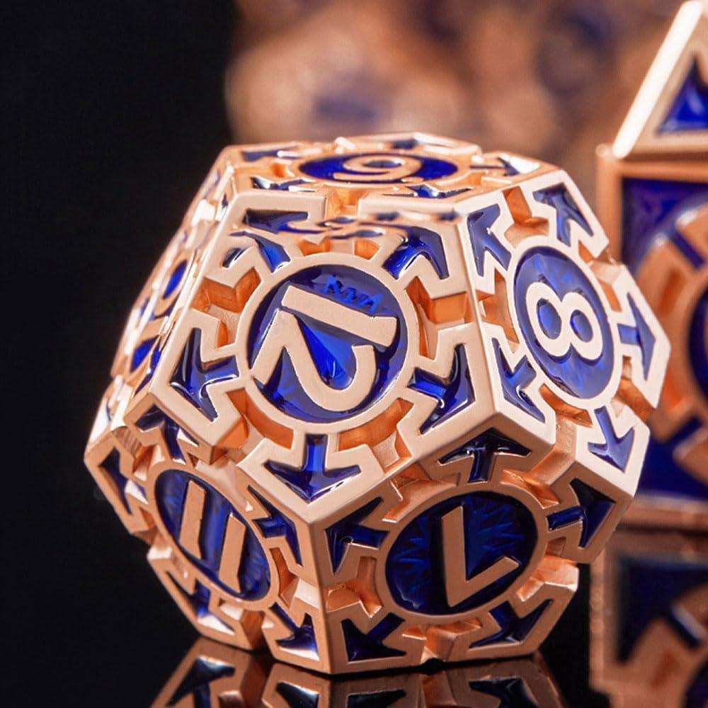 Rose Gold Weighted Metal Dice Set - RULE DICE
