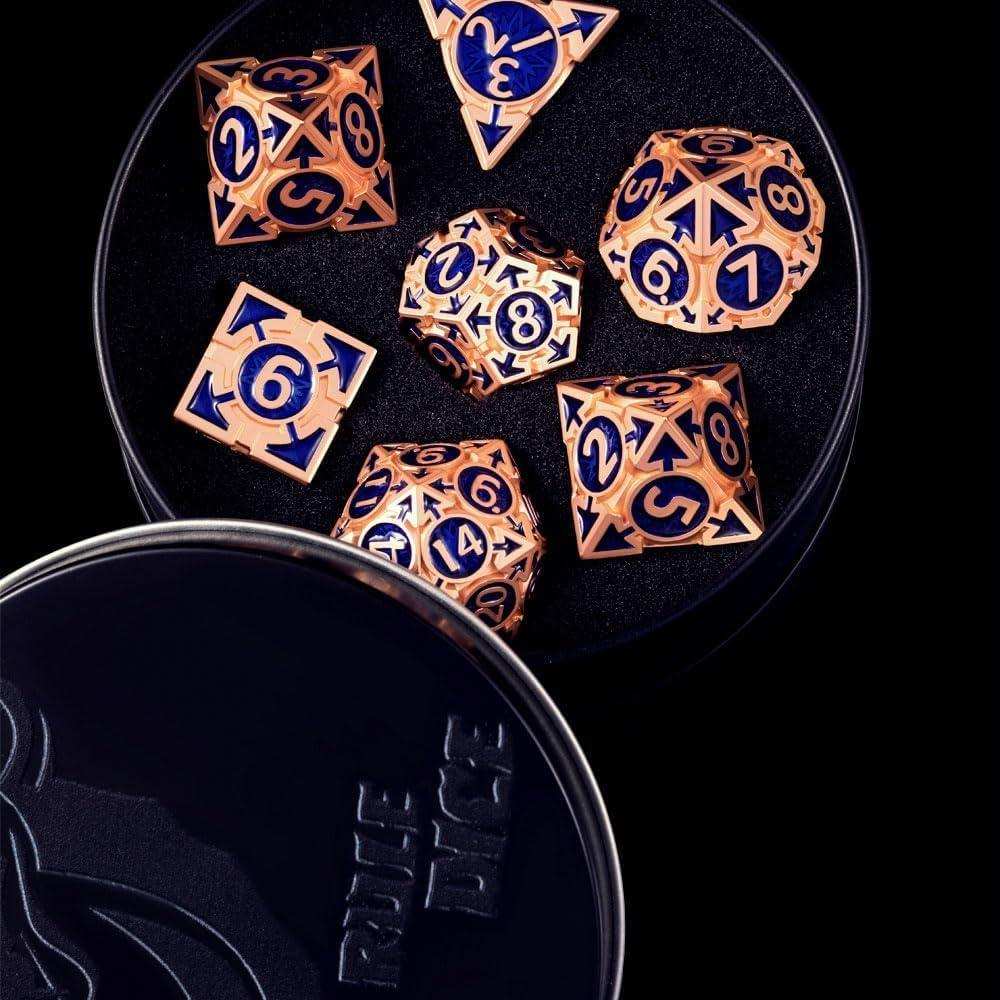 Rose Gold Weighted Metal Dice Set - RULE DICE