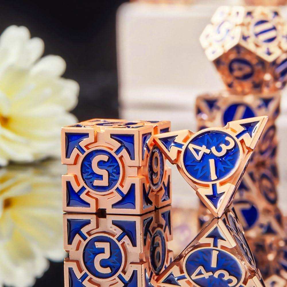 Rose Gold Weighted Metal Dice Set - RULE DICE
