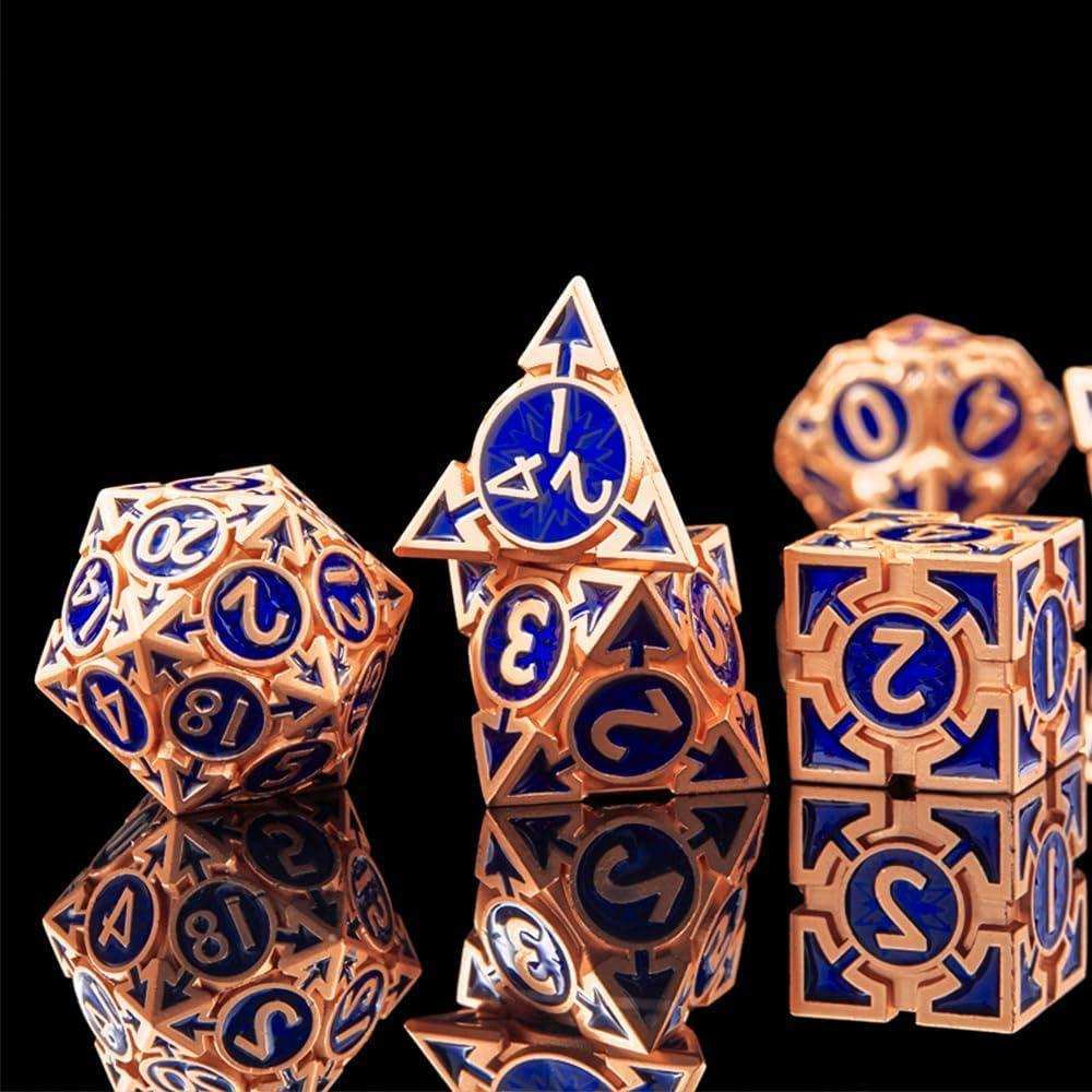 Rose Gold Weighted Metal Dice Set - RULE DICE