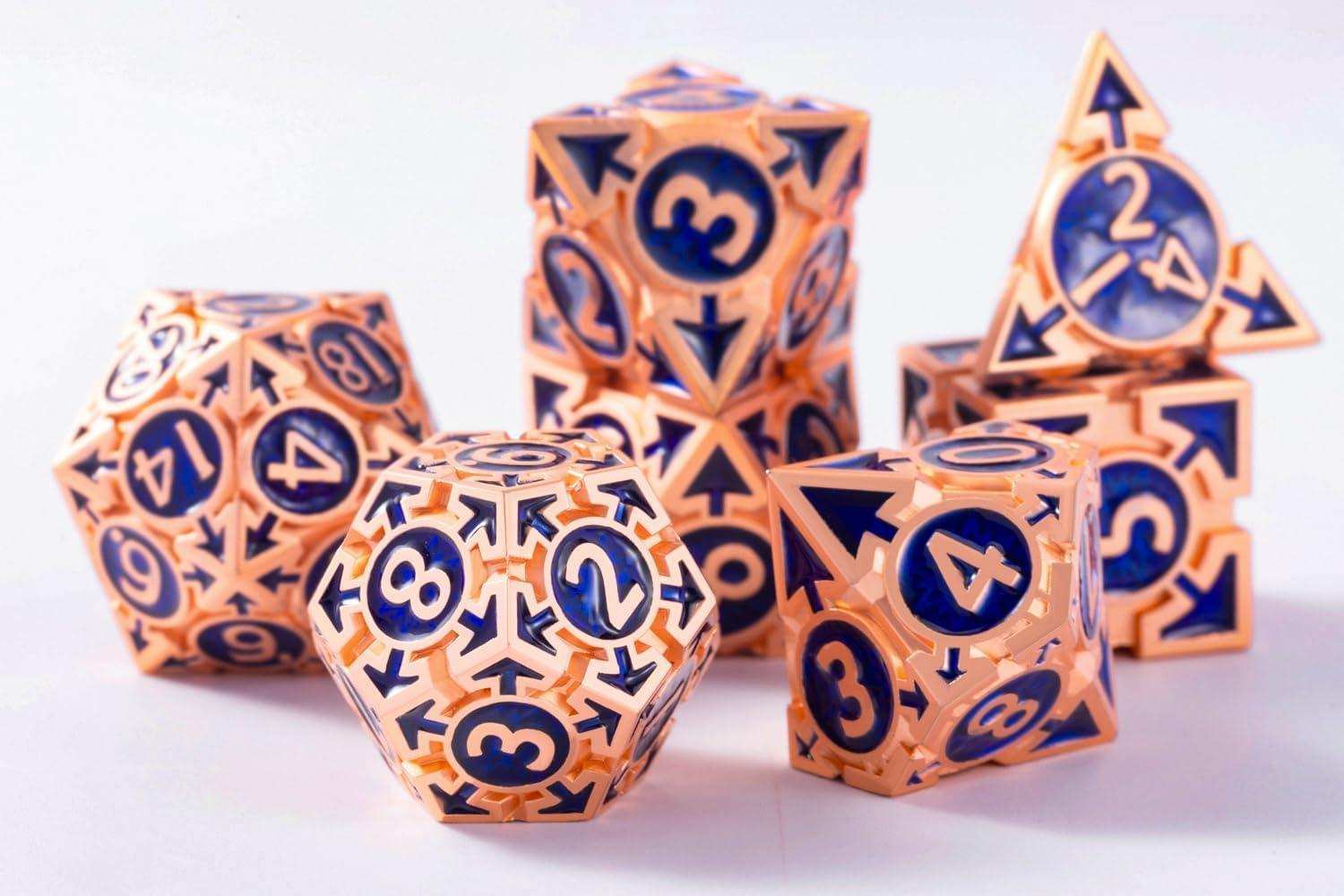 Rose Gold Weighted Metal Dice Set - RULE DICE