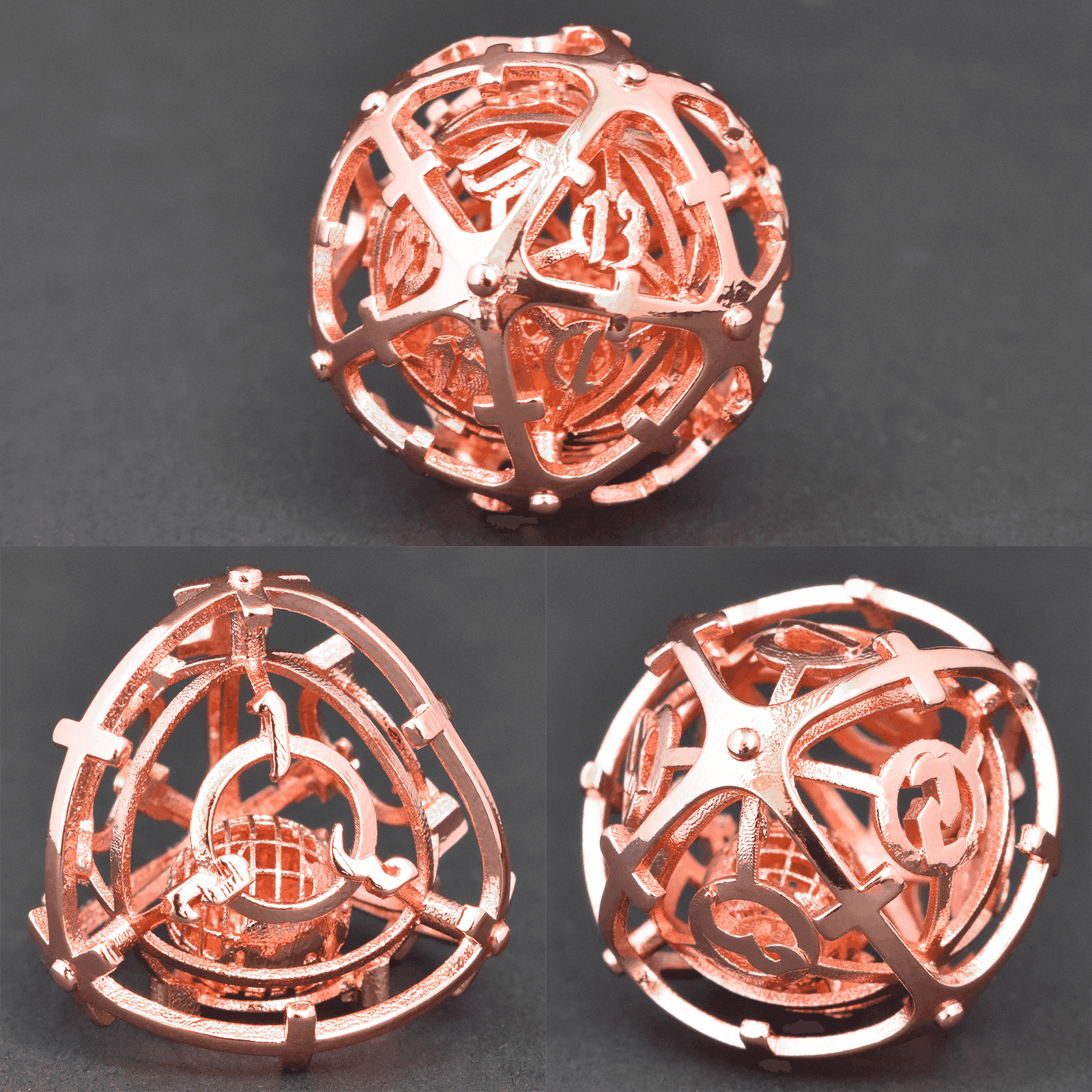Rose Golden Hollow Music Metal Dice Set - RULE DICE