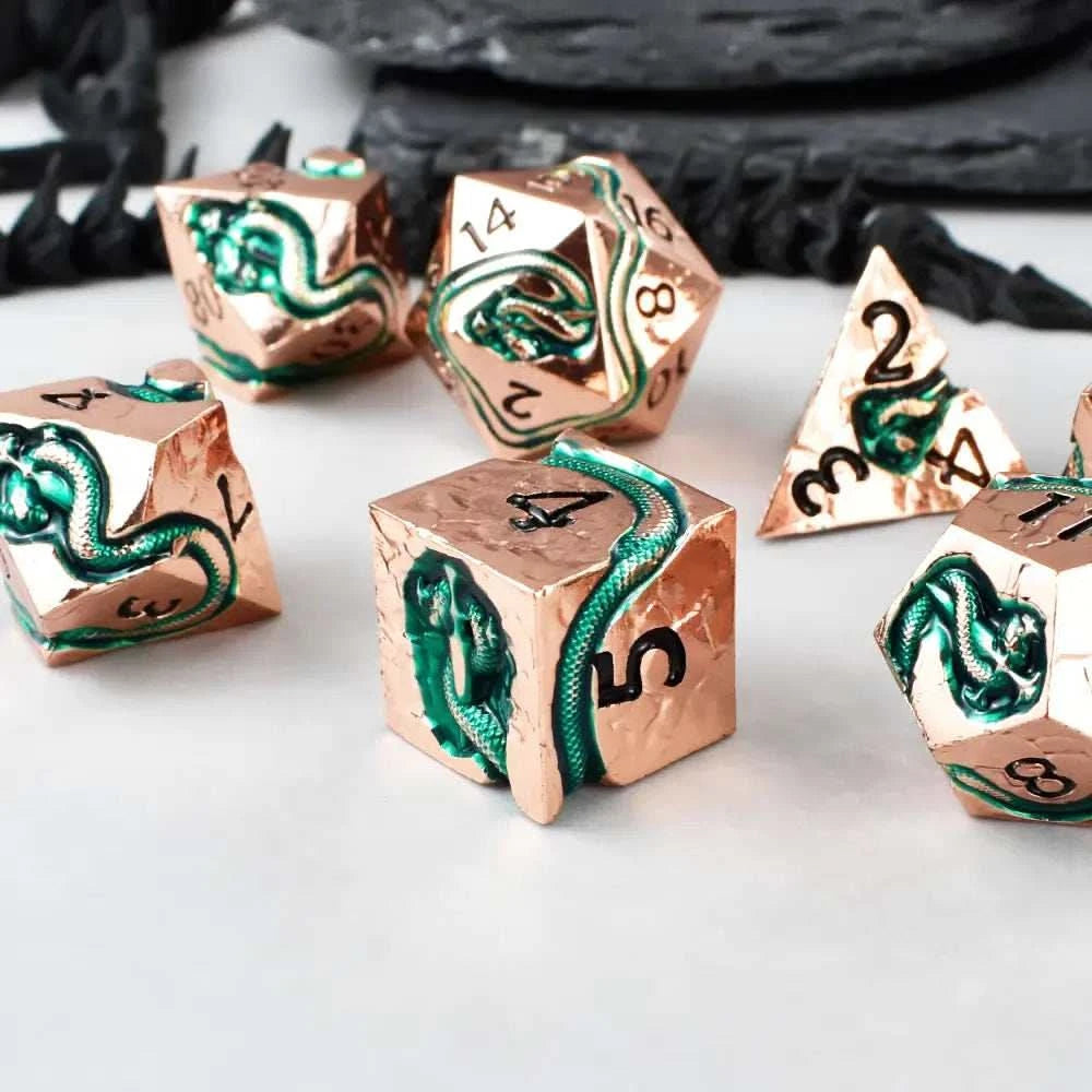 Rose Golden Serpent’s Dagger Dice Set - RULE DICE