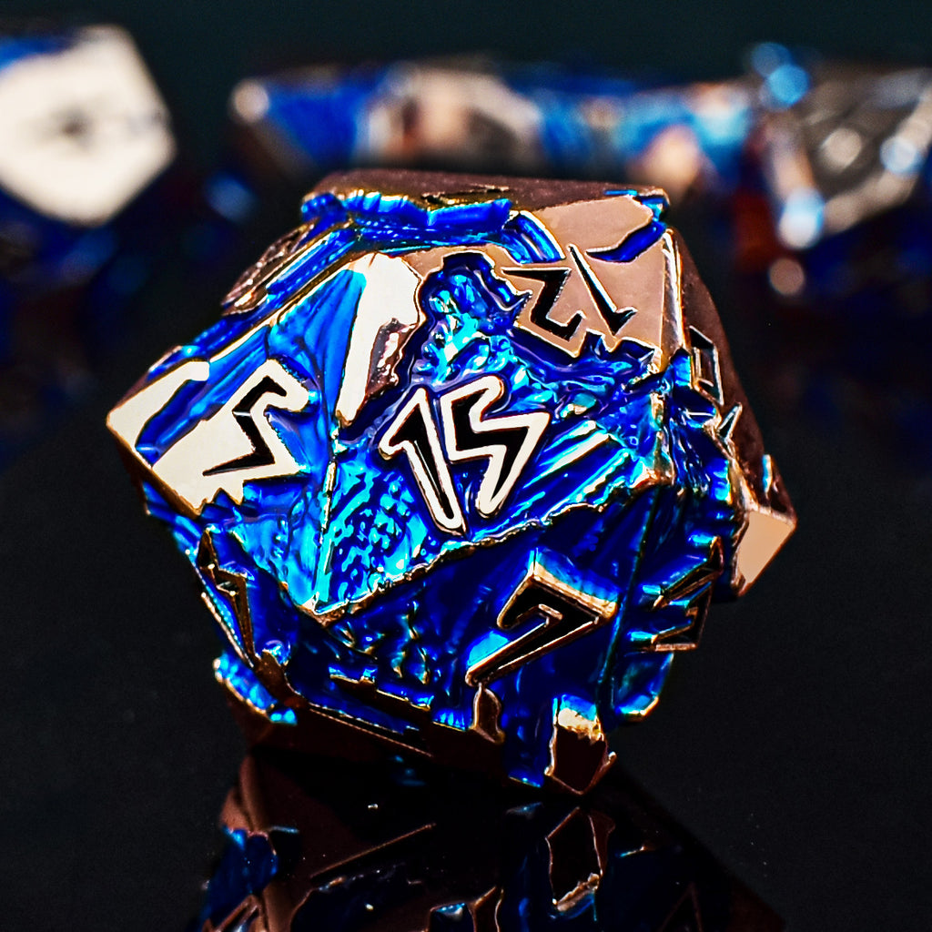 Rose Gold & Black Blue Dragon Dice