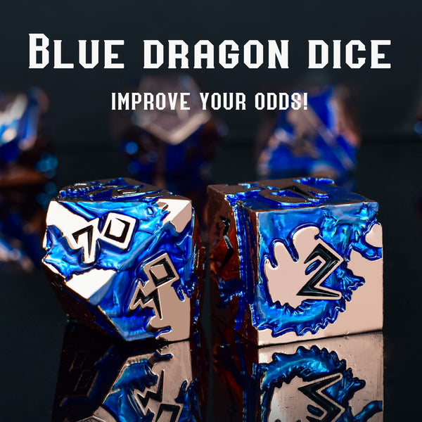 Rose Gold & Black Blue Dragon Dice