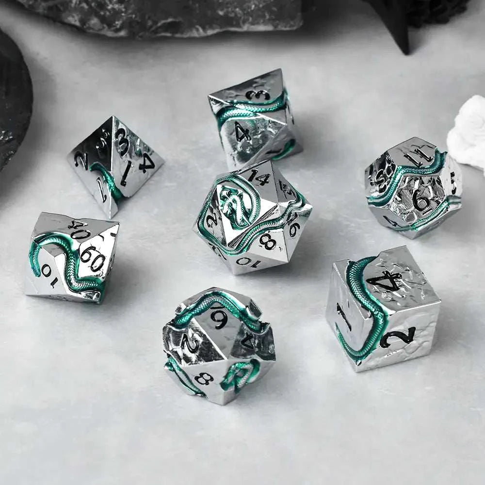 Silver Black Serpent’s Dagger Dice Set - RULE DICE