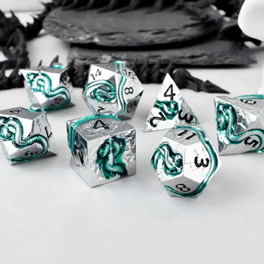Silver Black Serpent’s Dagger Dice Set - RULE DICE