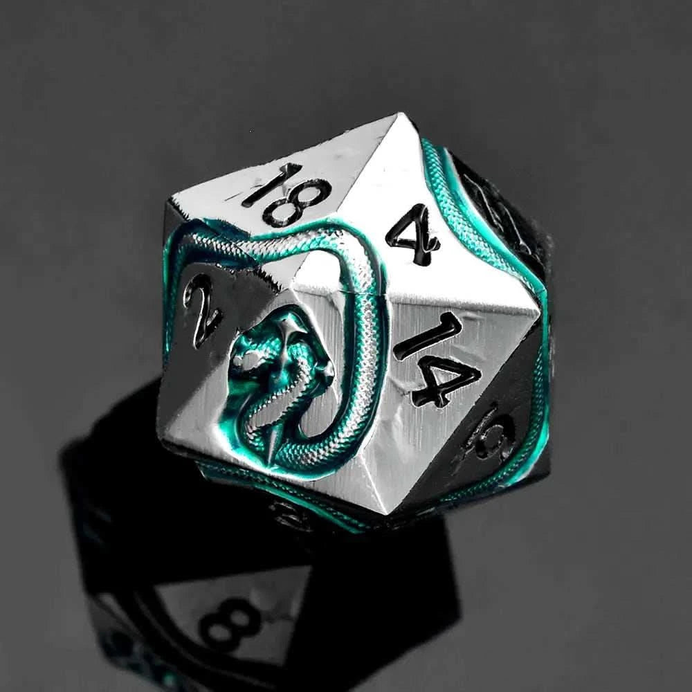 Silver Black Serpent’s Dagger Dice Set - RULE DICE