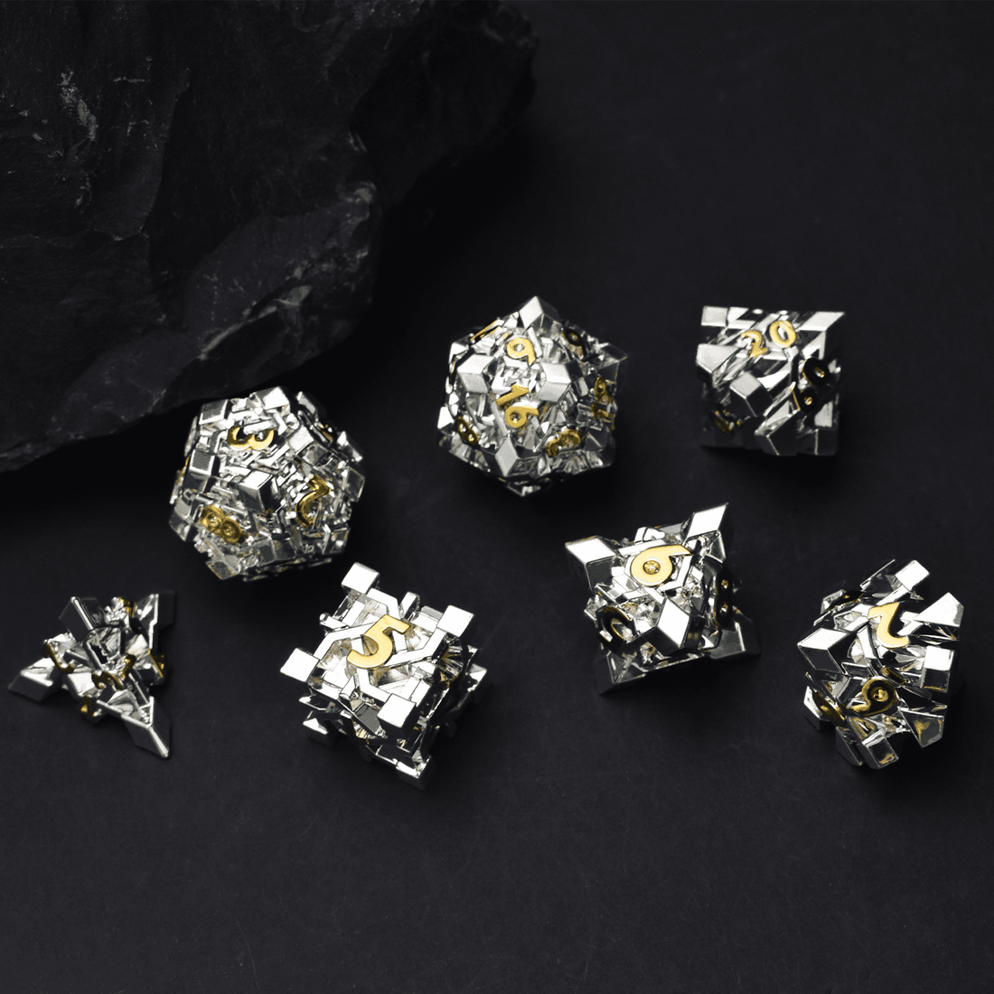 Silver Maze Plated Dice Set - RULE DICE