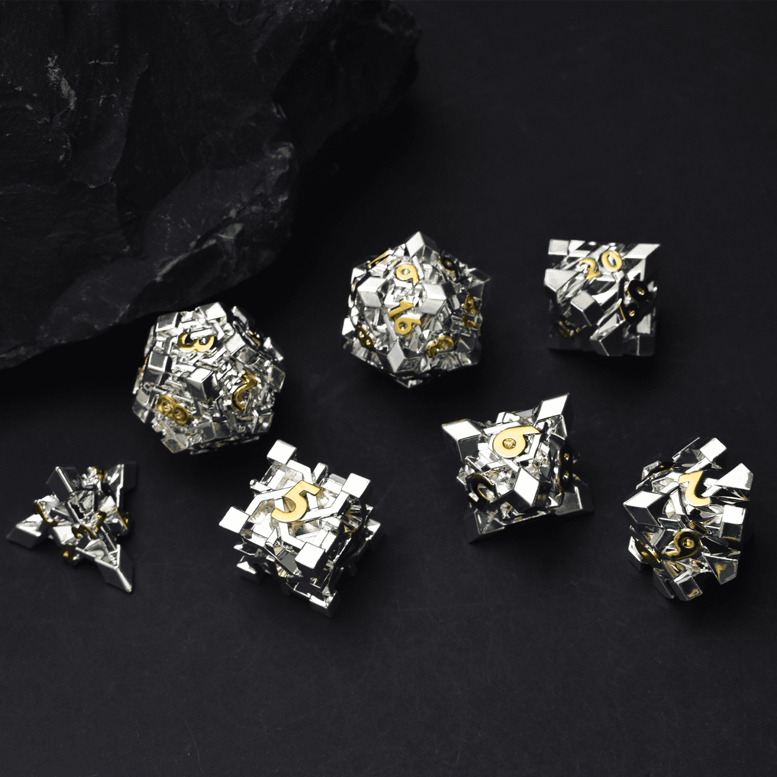 Silver Maze Plated Dice Set - RULE DICE