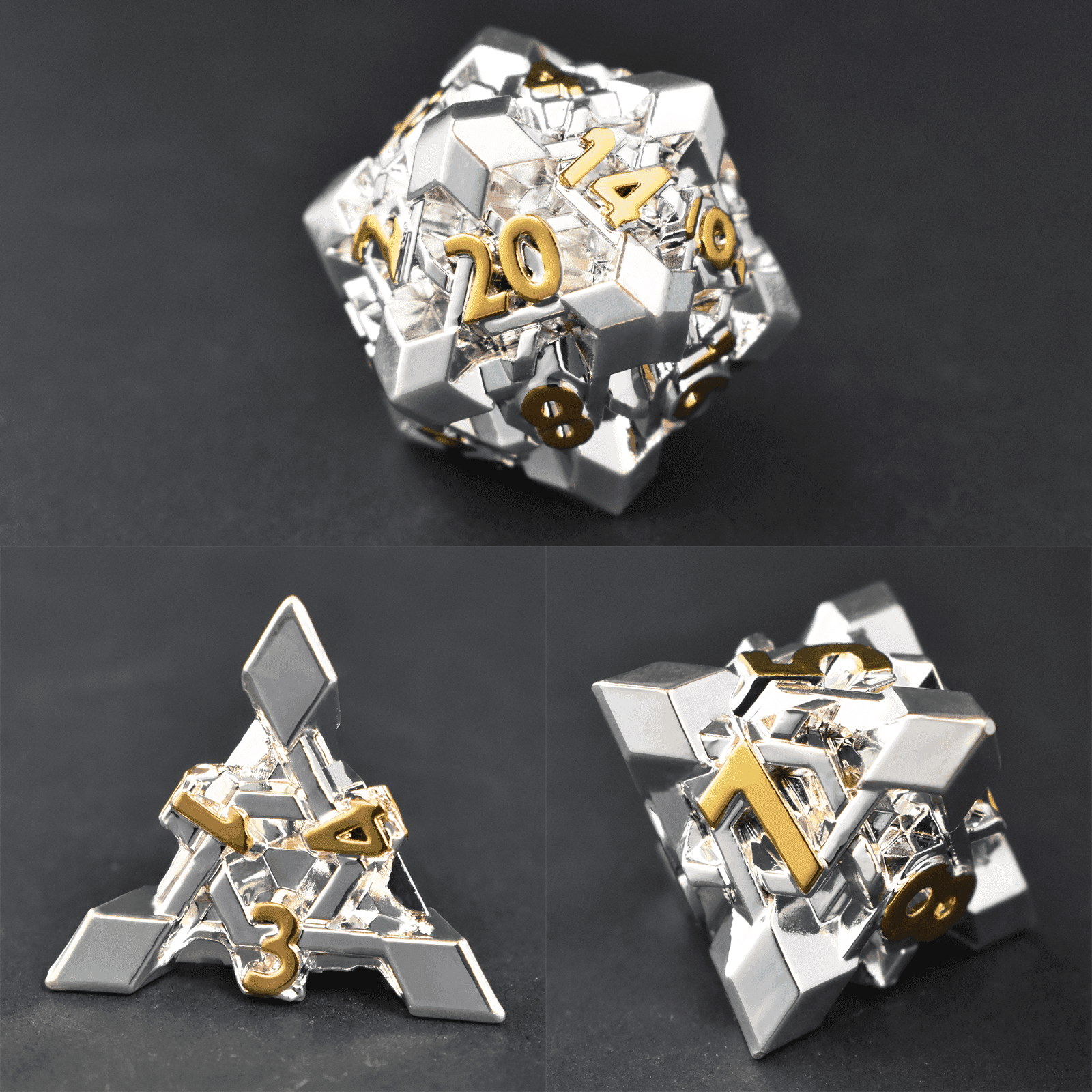 Silver Maze Plated Dice Set - RULE DICE