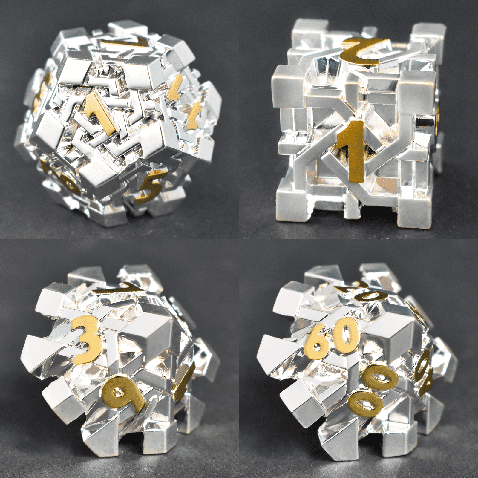 Silver Maze Plated Dice Set - RULE DICE