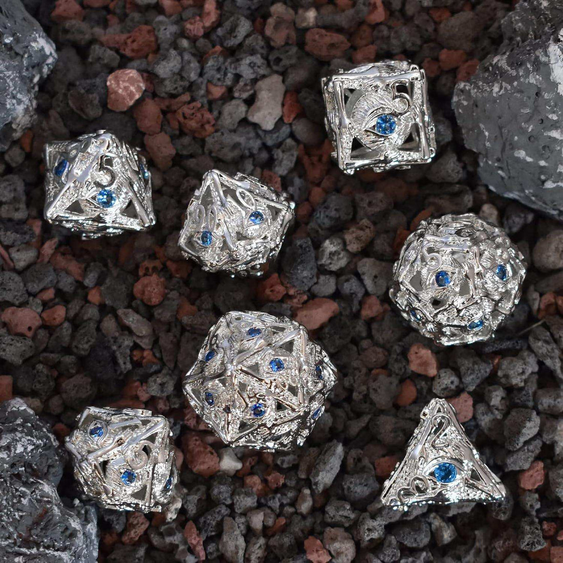 Silver and Sapphire Dice Set - RULE DICE