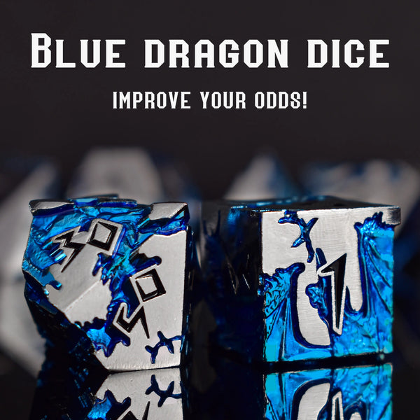 Silver & Black Blue Dragon Dice