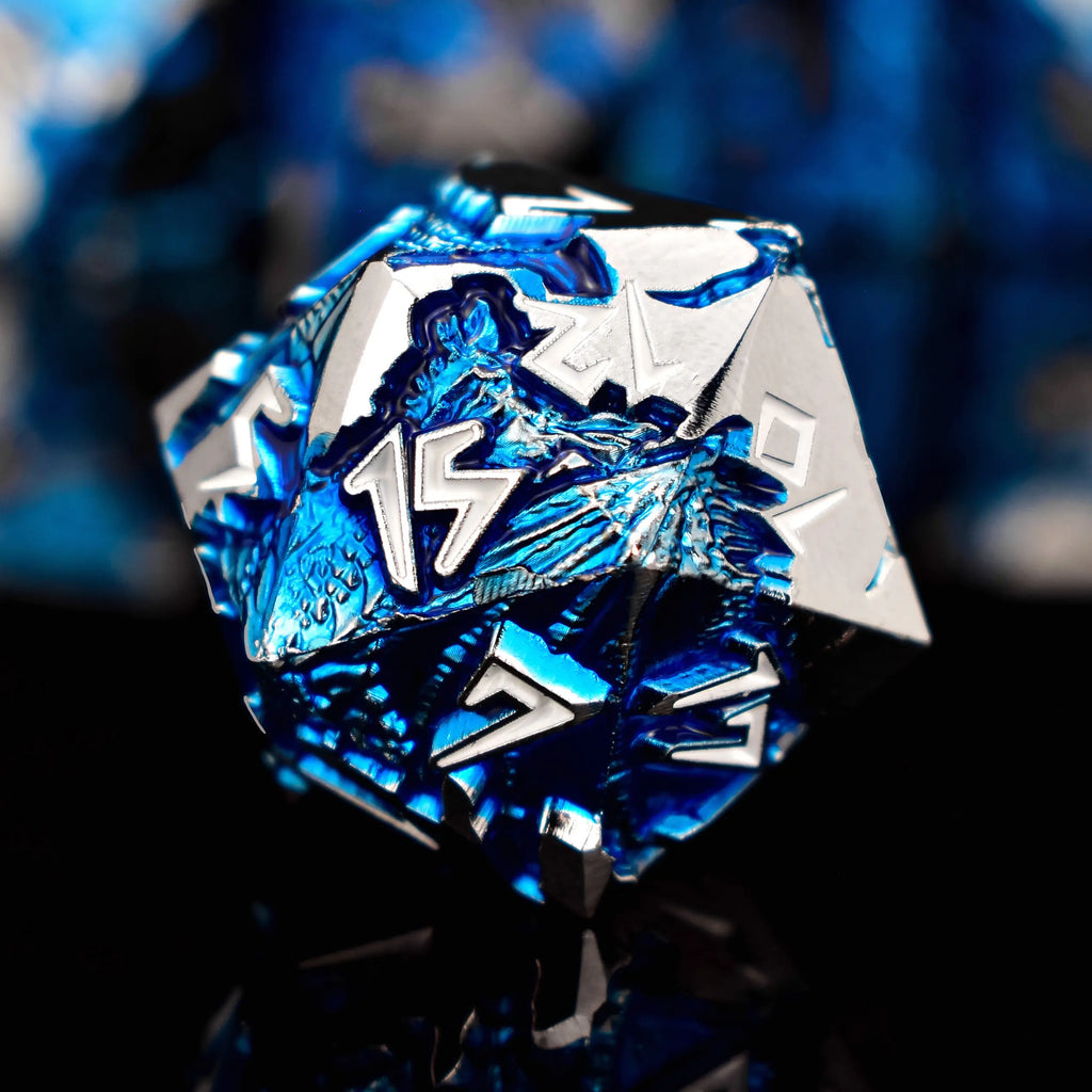 Silver & White Blue Dragon Dice