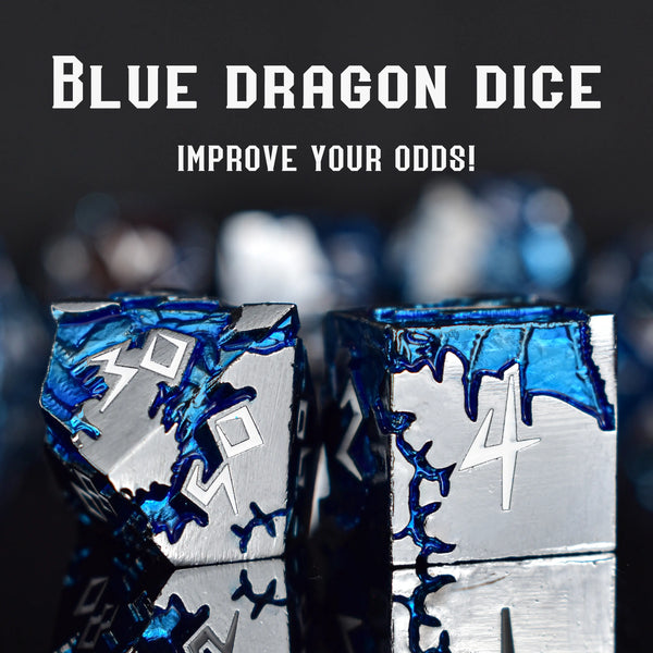 Silver & White Blue Dragon Dice